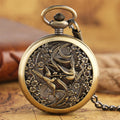 Magpies Birds Vintage Automatic Mechanical Pocket Watch With Chain - Bronze Hollow Steampunk Pendant for Men Antique Gift