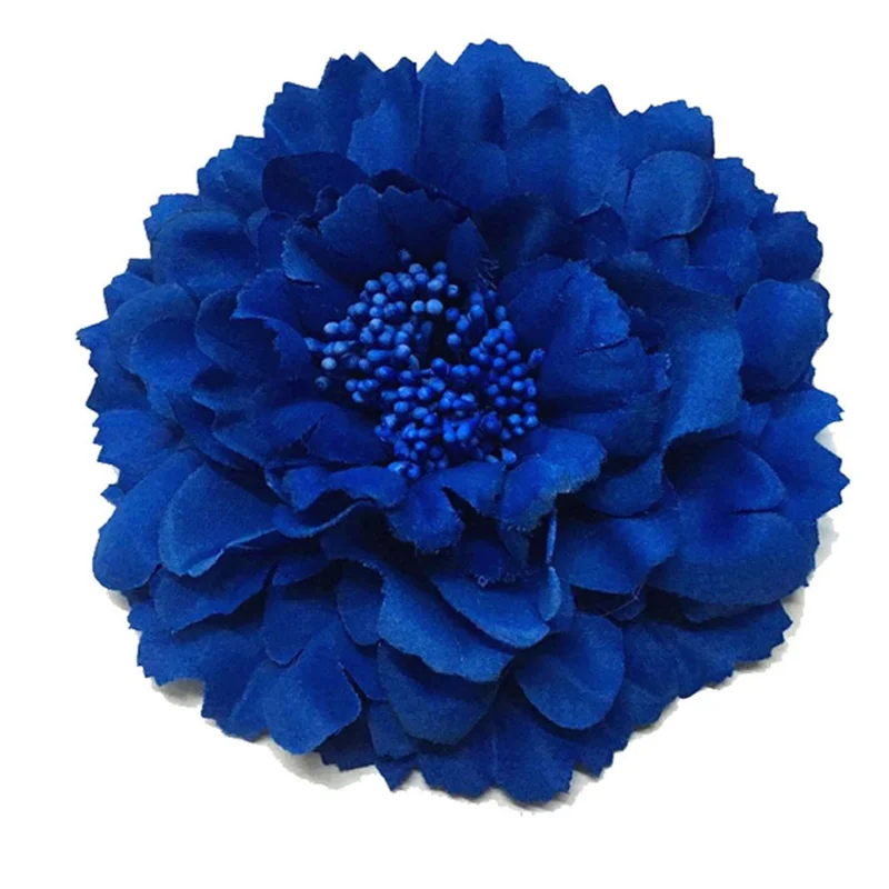 Wedding Beach Party Hairpin Hair Accessories Floral Fall Peony Flower Hair Clip Pin Flamenco Dancer Pin-up Flower Brooch (Blue)