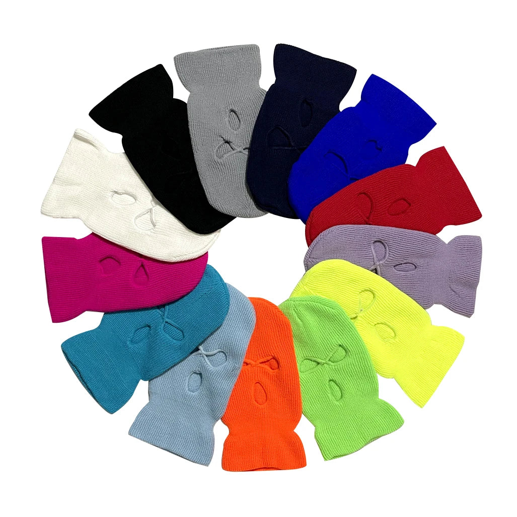 Fashion Wholesale Winter Warm Knitted Three-hole Men Balaclava Cycling Windproof Custom Logo Designer Ski Mask