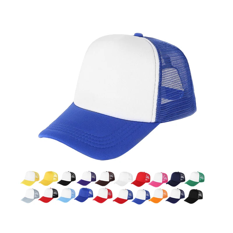 Wholesale Adjustable Size Plain 5 Panel Caps Two Tone Foam Mesh Hat Unstructured Blank Trucker Hat