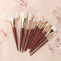 BEILI Professional Face & Eyes Makeup Walunt Brushes Set with Bag Premium Natural Hair Red Cosmetic Brush Set Luxury