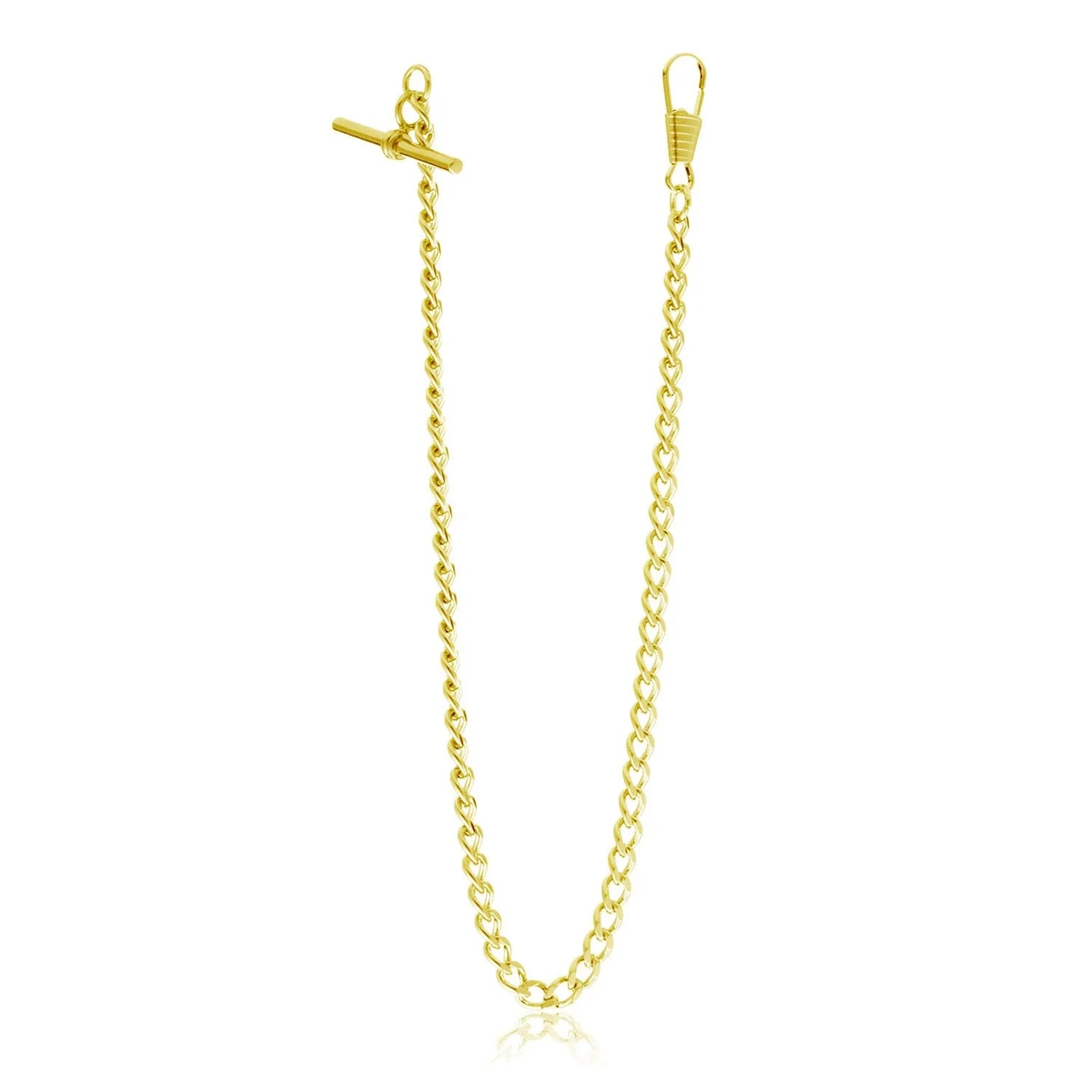 Stainless Steel Gold Single Albert T Bar Pocket Watch Chain - Fashion Accessory Chain
