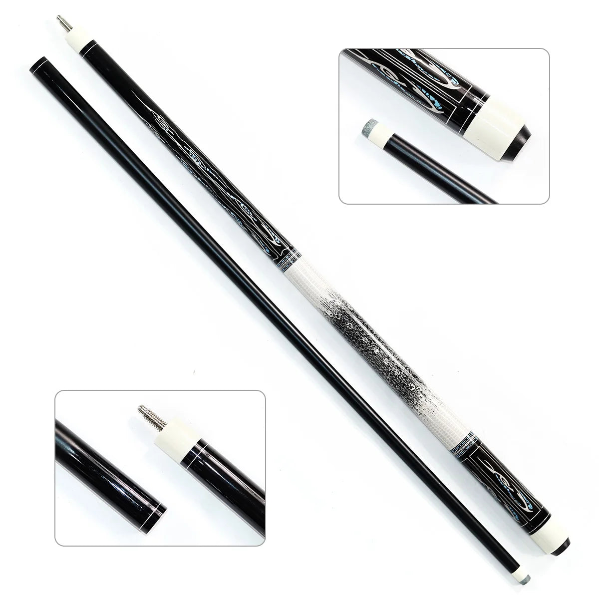 Factory Promotion Cheap Price 1/2 Center Jointed Wooden Black Painting 57inch Billiard Pool Cue Sticks