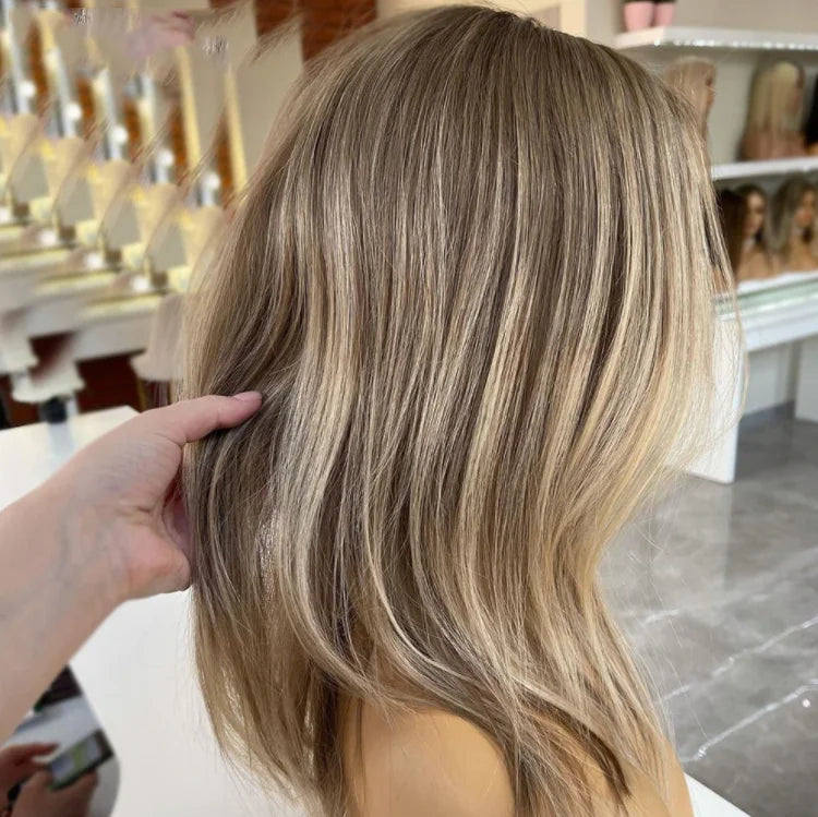 Trendy Highlight Blonde Brown Color Cuticle Aligned Human Hair Transparent HD Lace Front Wigs