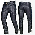 Cross-border New Products Hot Europe and the United States Solid Color PU Strap Casual Men's High Waist Leather Pants