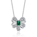 Luxury Latest Necklace Designs 925 Sterling Silver Diamond Women Emerald Gem Pendant Necklace