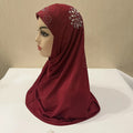 Wholesale Malaysian Girl Gauze Ice Silk Side Lace Flower Diamond Hijab Worship Headscarf Ethnic Hat