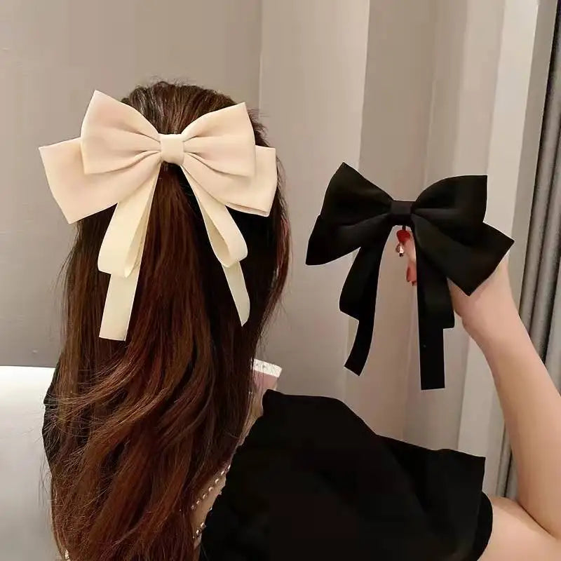 Big Bow Hair Clip Women Barrettes New Hairpins Ponytail Holder Hair Accessories Big Size Elastic Hair Bands Solid Color