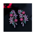 S925 Silver Needle Magazine Style Luxury Hyperbolic Party Earrings 3D Fruit Flowers Micro Paved Zirconia Earrings