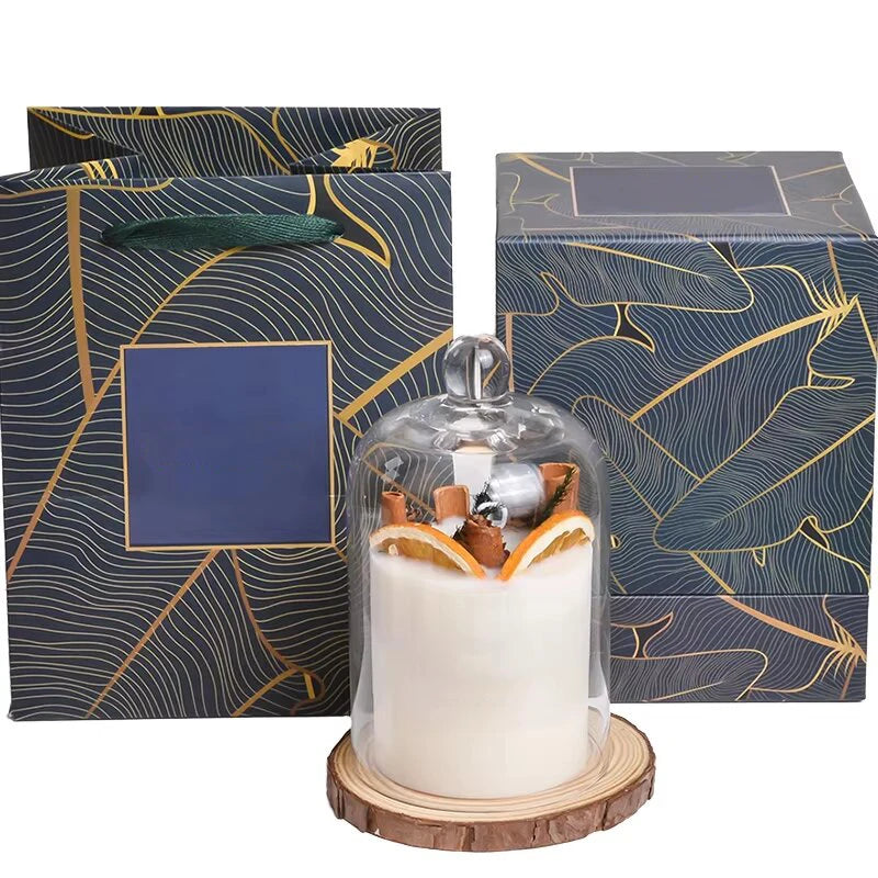 Glass Cover Soy Wax Aromatherapy Candles Handmade Dried Flowers Aesthetic Scented Candles Wedding Home Christmas Gift