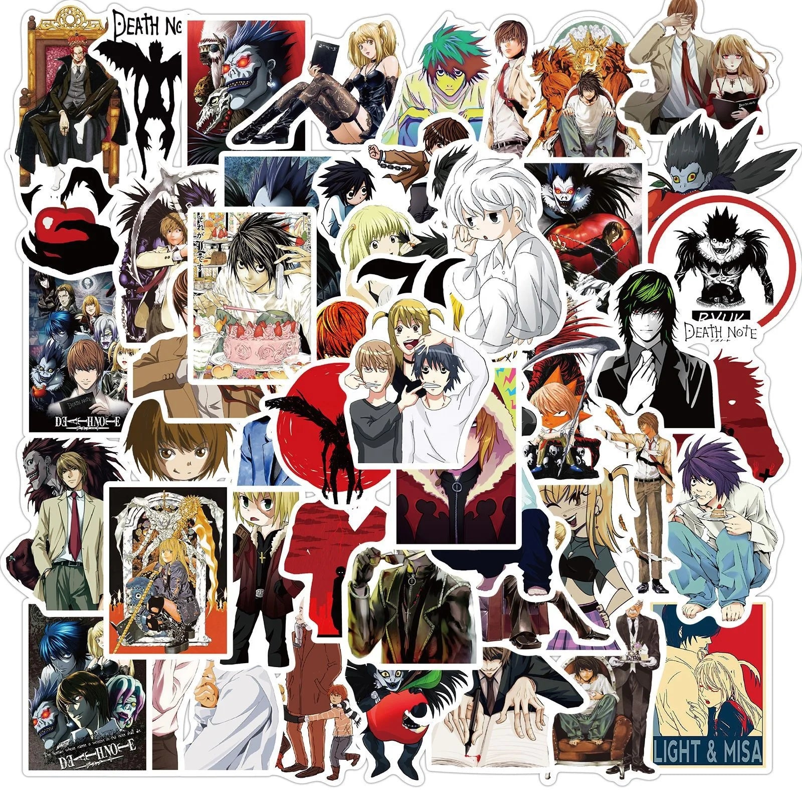50Pcs Death Note Anime Decor Graffiti Sticker Student Children Boy Skateboard Luggage Laptop Vinyl Cartoon Washi Stickers