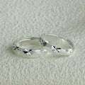 Fashion Silver Plated Zircon Flower Shape Couple Rings for Men Women Adjustable Open Wedding Lover Couple Jewelry Free Size