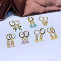 Wholesale Colorful Brass Shiny Zircon Earrings Cute Gold Plated Earrings Hoop Princess Angle Earrings for Women