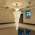 Spiral Design Large Crystal Chandelier Gold Chrome Hall Chandeliers Long Staircase Light Fixtures Luxury Crystal Lighting