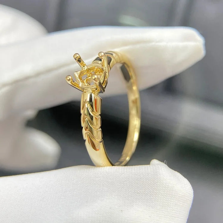 Wholesale 10K 14K 18K Platinum Engagement Ring Setting PT950 Solid Gold Halo Semi Mounting VS Diamond Stones for Weddings