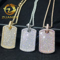 Ready to Ship Moissanite Hip Hop Jewelry Tag Iced Out Pendant Sterling Silver 925 Moissanite Dog Tag Pendant With Rope Chain
