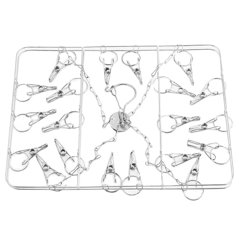 Cheaper Stainless Steel Multi-Functional Square Drying Rack Windproof Hook Clip Laundry Socks Hanger for Clothes
