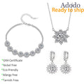 European American S925 Silver Zircon VVS Moissanite Flower Earrings Necklace Three-piece High-end Jewelry Set for Women