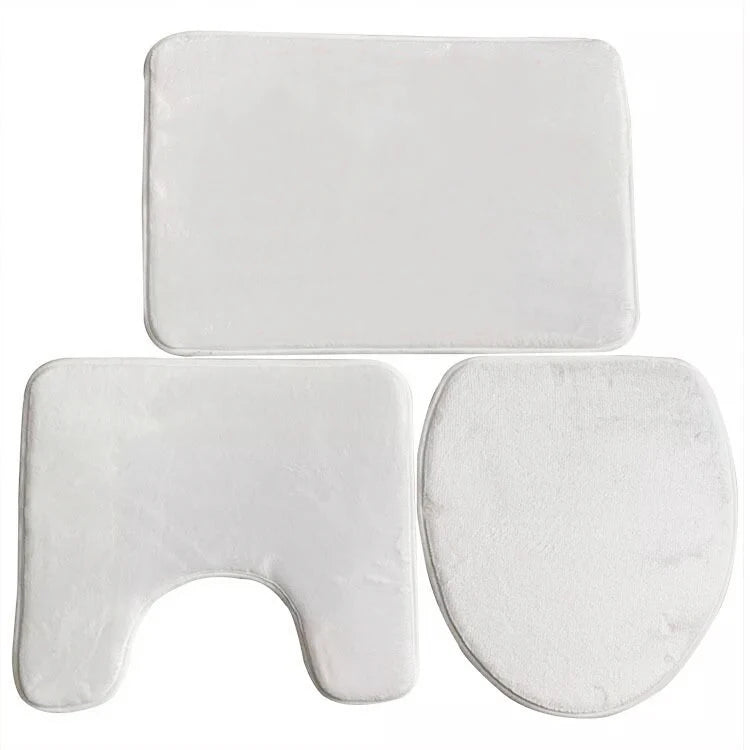 3-Piece Eco-Friendly Flannel Bath Safety Mat Set with Sublimation Printing for Hotel & Home Use