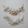 SLBRIDAL Handmade Wired Rhinestones Crystals Flower Leaf Long Wedding Hair Comb Bridal Headband Hair Accessories Women Jewelry