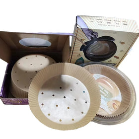 Waterproof Double Side Coated Non-Stick Unbleached 40gsm Perforated Disposable Heat Resistant Air Fryer Liners Parchment Paper