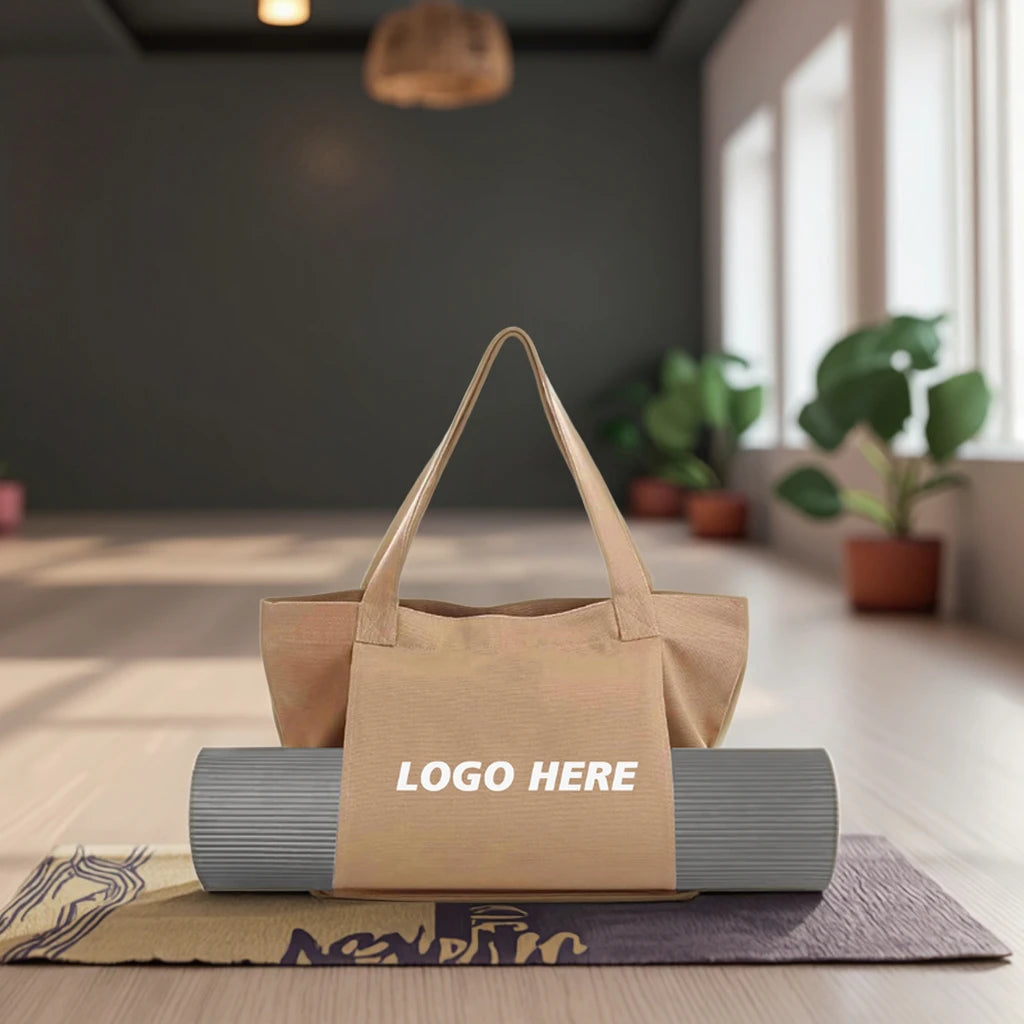 Personalized Yoga Mat Tote Pilates Bag Canvas Yoga Bag with Mat Carrier Pocket for Women Pilates Gym