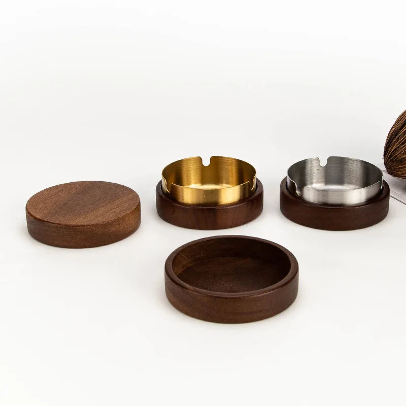 Modern Design One-Piece Wooden and Stainless Steel High-End Ashtray for Home Hotels and Restaurants for Cigars