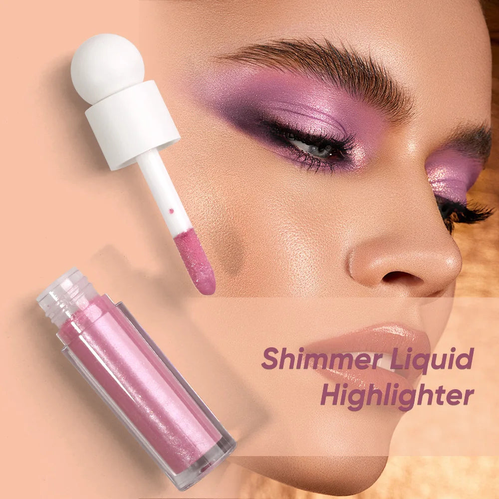 Vegan 3 in 1 Shimmer Liquid Highlighter Eyeshadow Contour Luminizer Vegan Makeup Bright Outline Highlighter for Face Eye Cheek
