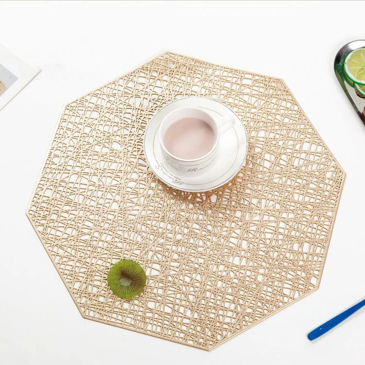 Washable Wipeable Non-Slip Heat Insulation Octagonal Hollow Out Mats Kitchen Table Placemat