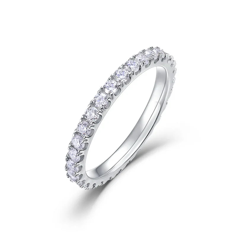 Fine Jewelry White Gold Plated 925 Sterling Silver VVS Moissanite Diamond Engagement Wedding Gift Ring for Women