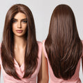 In Stock 13*6 Lace Wig Future Fiber Brown High Quality Natural Smooth Straight Tube Durable Soft Real Photo