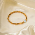 2023 New Fashion 4 MM Stainless Steel Beads Chain Bracelet 18K Gold Plated Enamel Blue Turkish Evil Eyes Bracelet