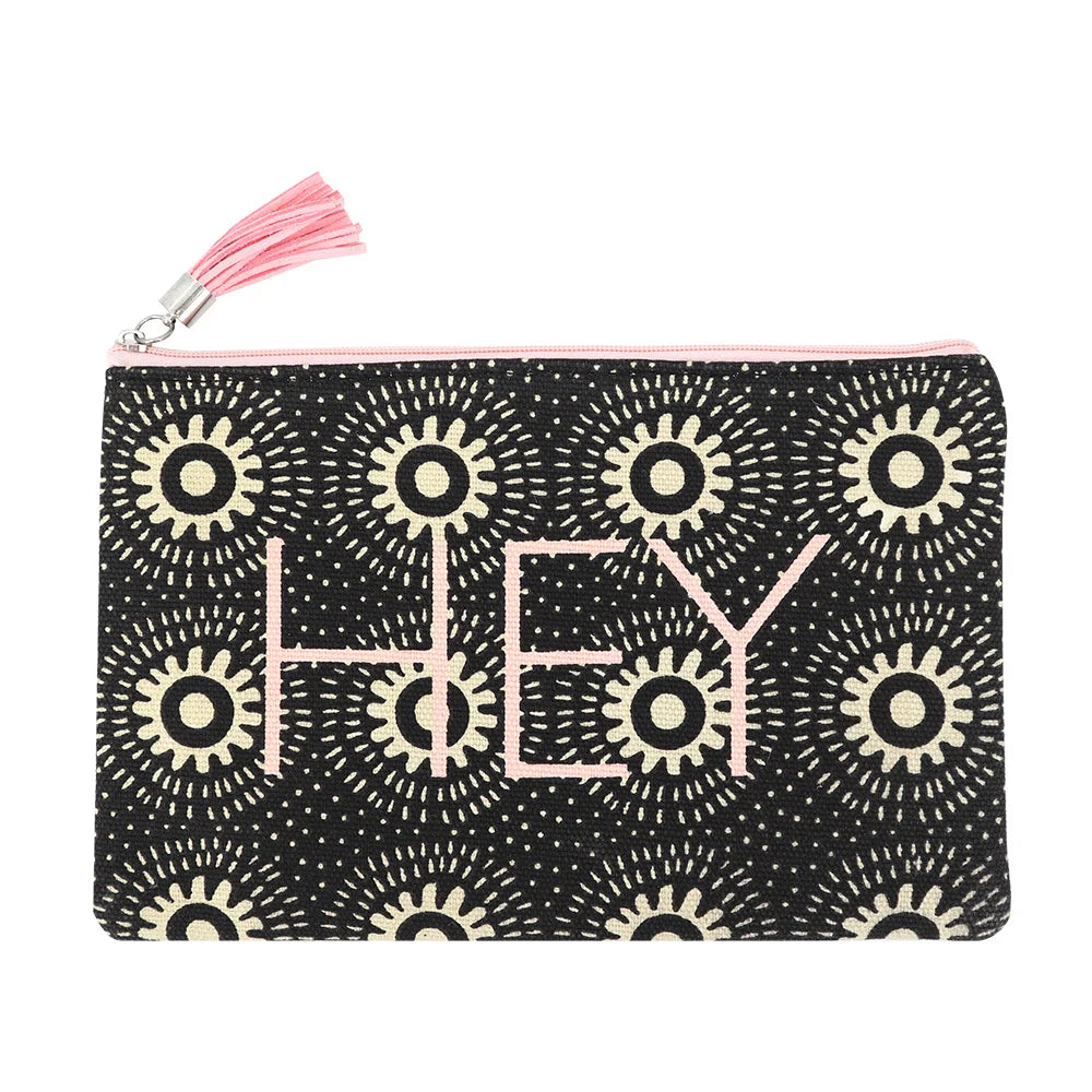Factory Custom Promotional Printed Canvas Gift Pouch Wholesale Hot Sale Zipper Bag with Tassel for Women OEM