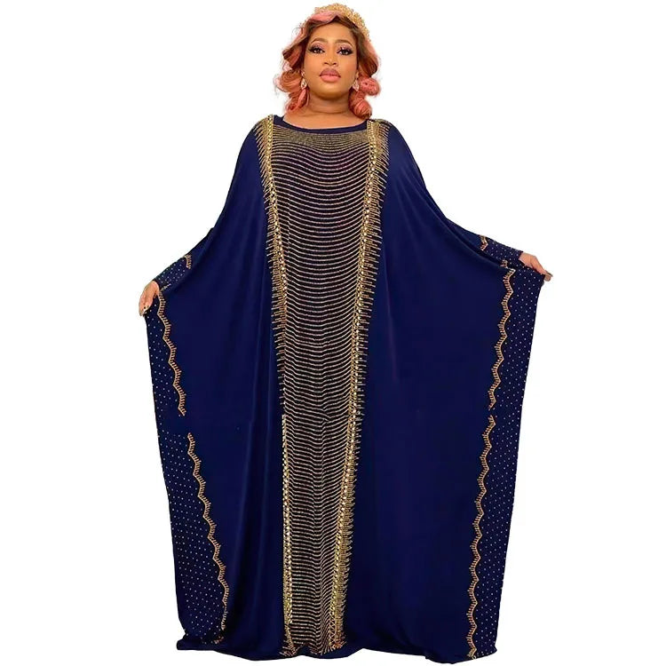 CCY Muslim Women's Clothing African Robe Stone Chiffon Dress Islamic Ethnic Traditional Abaya African Plus Size WOmen Dress