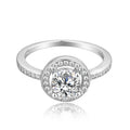 Premium Quality 925 Sterling Silver Round Cut Halo Engagement Ring Cubic Zirconia Anniversaries Weddings Bridal Ring for Women