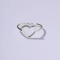 Simple Hollow Love Heart Shape Adjustable 925 Sterling Silver Rings Women Fashion Jewelry