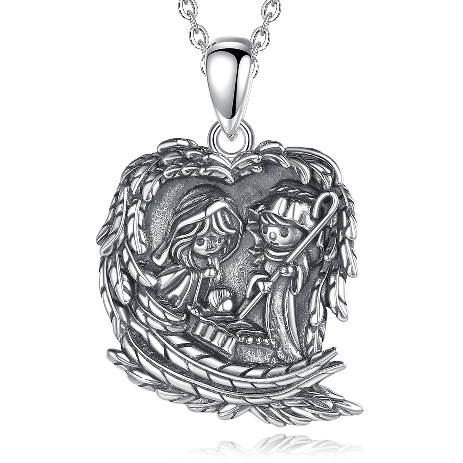 Holy Family Jesus Mary Joseph Catholic Religious Figurine S925 Sterling Silver Jewelry Pendant Necklace