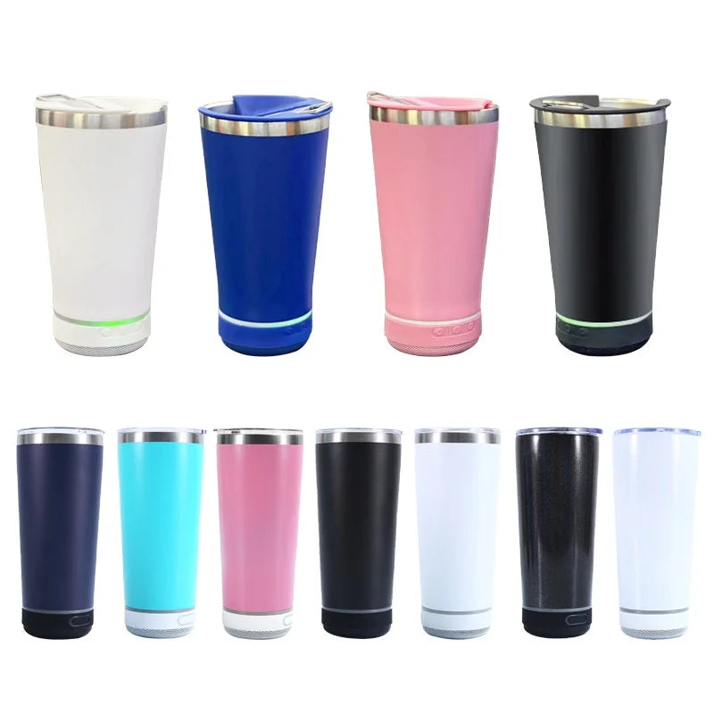 16oz/20oz  Smart Wireless Stainless Steel Bluetooth Music Speaker Tumbler Car Mug Vacuum Flask with Bottle Opener
