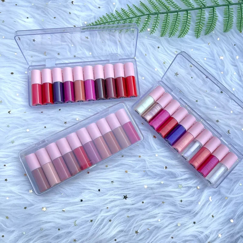 Private Label  Mini Liquid Lipstick Moisturizing Glossy Kit Lip Tint Plumping Lip Oil Cute Makeup Kit