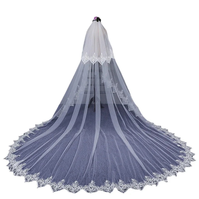 S7701F Bridal Travel Shooting Long Tail Headgear Super Immortal Veiled Wedding Dress