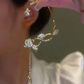 DAIHE Fashion Jewelry Camellia Earrings Elf Vine Ear Bone Clip Tassel Long Earrings Clip