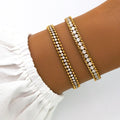 2024 New Fashion Waterproof Stainless Steel Jewelry 18k Gold Plated Cubic Zirconia Three Layer Bracelet YF3831