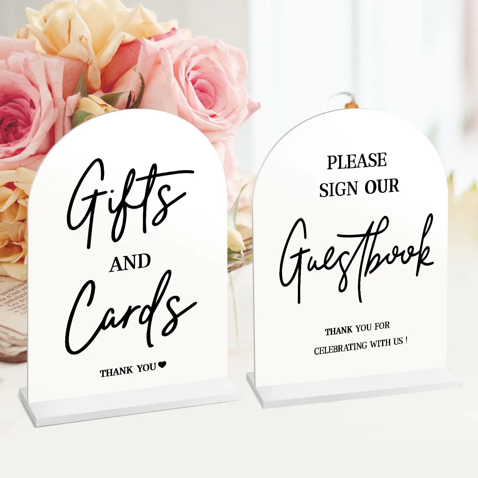 Factory Wholesale White Acrylic Wedding Logos Display Signs 2 Pieces for Reception Party Event Decoration