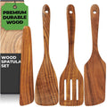 Wooden Paddle Handle Cooking Utensil Set Bamboo Spoon Cooking Utensils Set Slotted Wood Spatula and Scraper