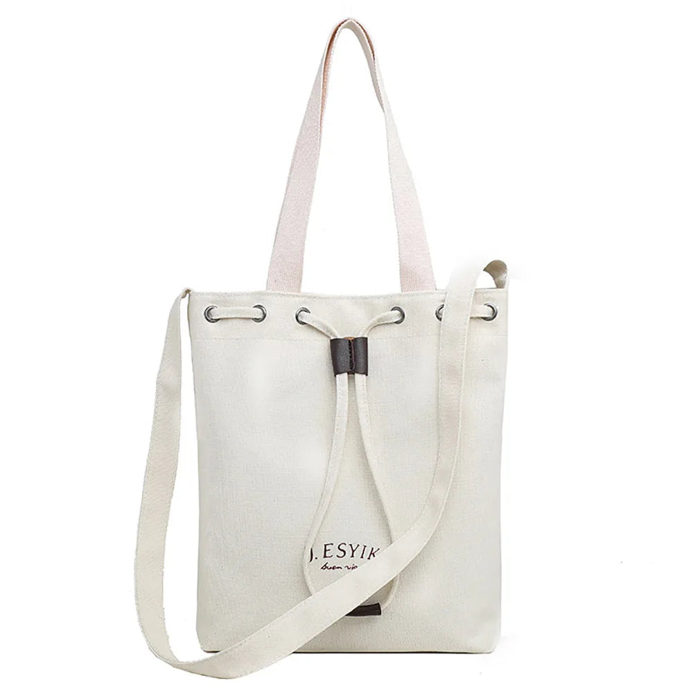 New Arrival Cotton Canvas Tote Bag with Shoulder Strap Wholesale Customizable String Shopping Bag for Lady