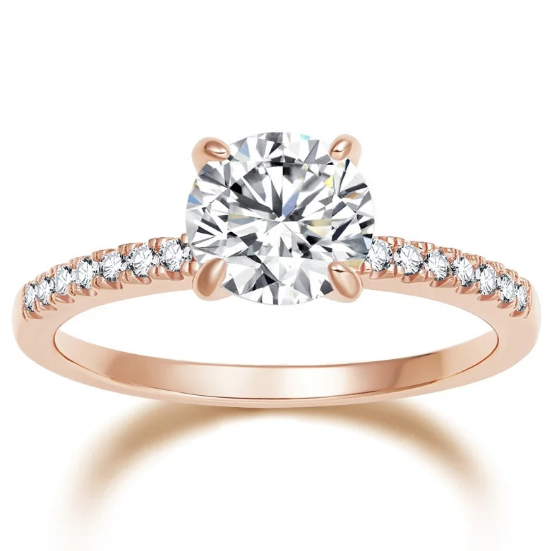Newest Ladies Engagement Wedding Fashion Jewelry Round Brilliant Cut Diamond Cubic Zirconia Women 925 Sterling Silver Rings Set