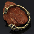 Viking Man Bracelet for Men Pagan Jewelry Norse God Odin Wolf Heads Arm Rings Ancient Silver Plating Twisted Cuff Bracelet