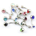 Double Gem Banana Navel Body Jewelry Stainless Steel Piercing Belly Rings with Navel Bars Durable and Stylish