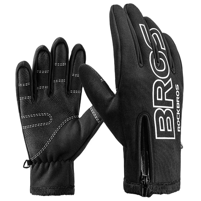ROCKBROS Full-Finger Racing Gloves Winter Cycling Warm Bike Ski Outdoor Sport Touch Screen Waterproof Winter Cycling Gloves