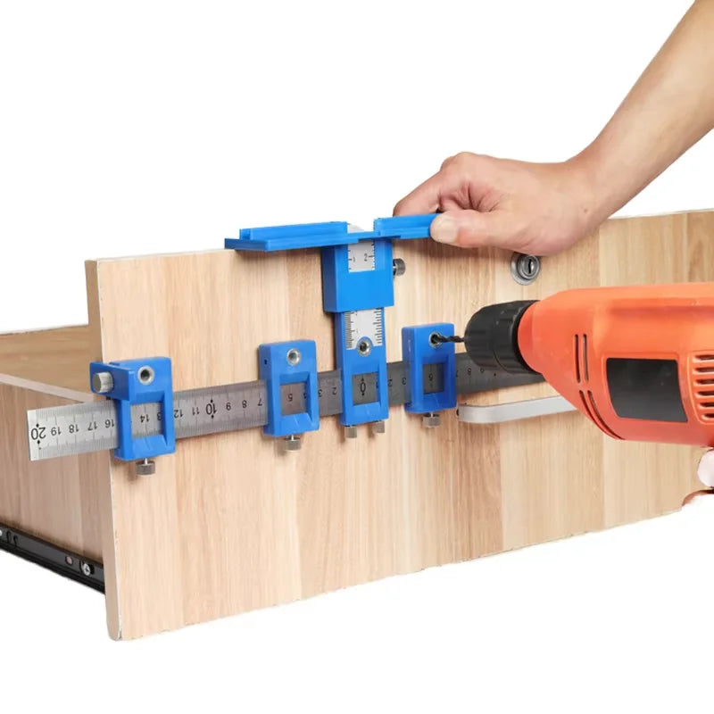 Detachable Hole Punch Jig Tool Center Drill Bit Guide Set Sleeve Cabinet Hardware Locator Wood Drilling Woodworking Tool
